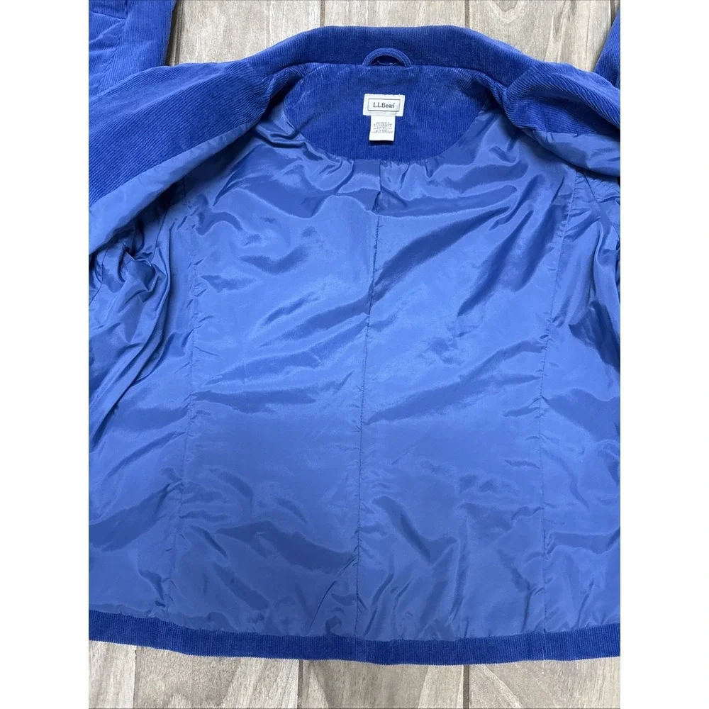 LL Bean Womens 4P Corduroy Blazer Blue Three Button Jacket Preppy Y2K Business‎